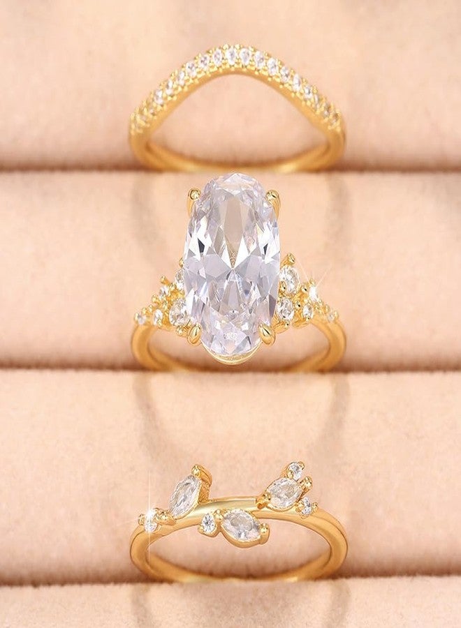 RKKOJJO 925 Sterling Silver Bridal Rings Sets AAA Cubic Zirconia CZ Full Diamond Engagements Rings Wedding 3 Pcs Promise Anniversary White Gold Rings for Women Size 6 - Image 4